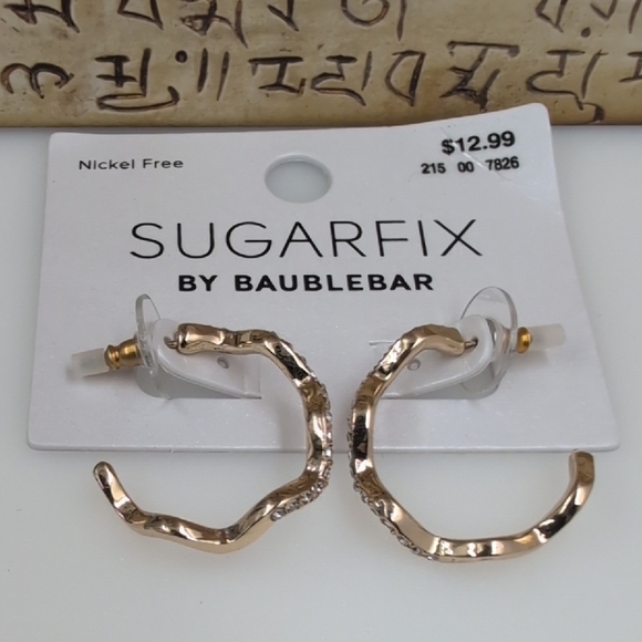 Sugarfix By BaubleBar Gold Textured Hoop Earrings - Picture 1 of 5